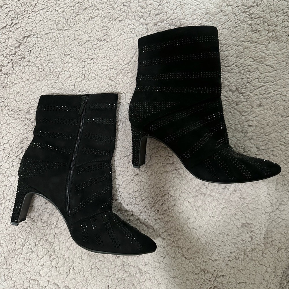 Black Bedazzled Heel Boots 8